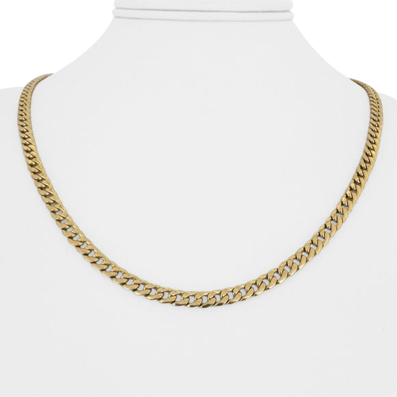 10k Yellow Gold 11.4g Hollow 4mm Curb Link Chain Necklace 20