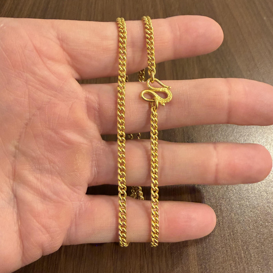 24k Pure Yellow Gold 29g Solid Heavy 3.5mm Curb Link Chain Necklace 17"