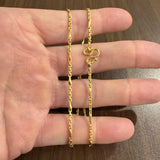 24k Pure Yellow Gold 15g Solid 2mm Bar and Cable Link Chain Necklace 16.5"