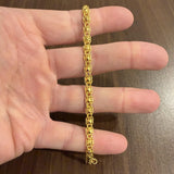24k Pure Yellow Gold 13.3g Fancy Link Bracelet with Heart Charm 7"