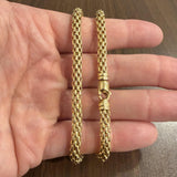 18k Yellow Gold 32g Heavy Cylinder Accordion 6mm Box Link Necklace Italy 16.5"