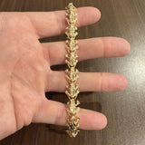 14k Yellow Gold 17.6g Ladies Diamond Cut Frog Charm Link Bracelet 8"