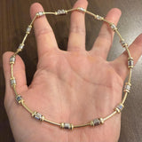 14k Yellow and White Gold 21g Ladies Fancy Bar Link Necklace Italy 17"