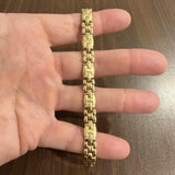 14k Yellow Gold 16g Vintage Ladies 8.5mm Fancy Buckle Link Bracelet 7.5"