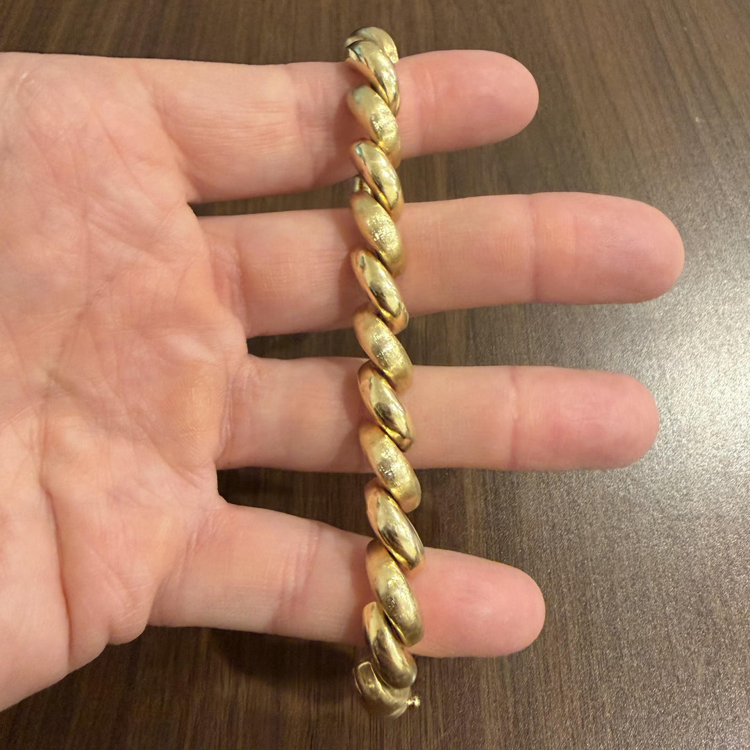 14k Yellow Gold 25.5g Polished and Brushed 10mm San Marco Link Bracelet 7.25"
