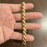 14k Yellow Gold 25.5g Polished and Brushed 10mm San Marco Link Bracelet 7.25"