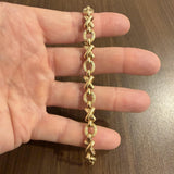 14k Yellow Gold 13g Ladies Vintage 9mm XO Hugs and Kisses Link Bracelet Italy 7"
