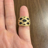 LeVian 18k Yellow Gold Blue Sapphire and 0.50cttw Diamond Solid Ring Size 6