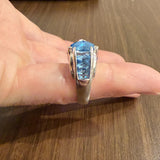 Bellarri 18k White Gold Blue Topaz and Diamond Ring Size 7