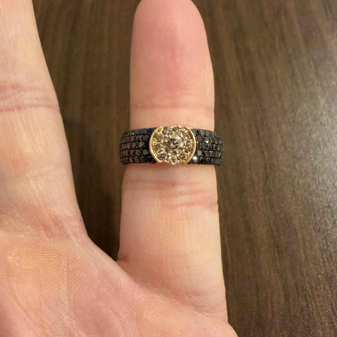 18k Rose Gold 0.88cttw Black and Brown Diamond Band Ring Size 6