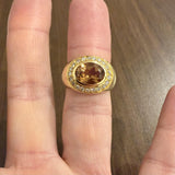 18k Yellow Gold Smoky Quartz and Diamond Heavy 21.2g Ring Size 7