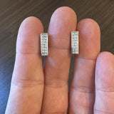 18k White Gold and 1.28cttw Princess Cut Diamonds Bar Clip On Earrings
