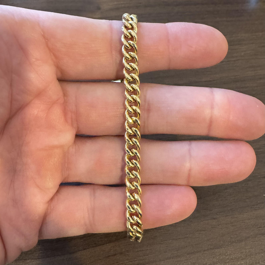 18k Yellow Gold 11g Semi Solid 6.5mm Curb Link Bracelet Italy 7.25"