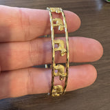 18k Yellow Gold 12g Ladies Elephant Motif 11mm Oval Bangle Bracelet 7.25"