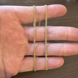 18k Yellow Gold 7.2g Solid Thin 2.5mm Beaded Curb Link Chain Necklace 18"