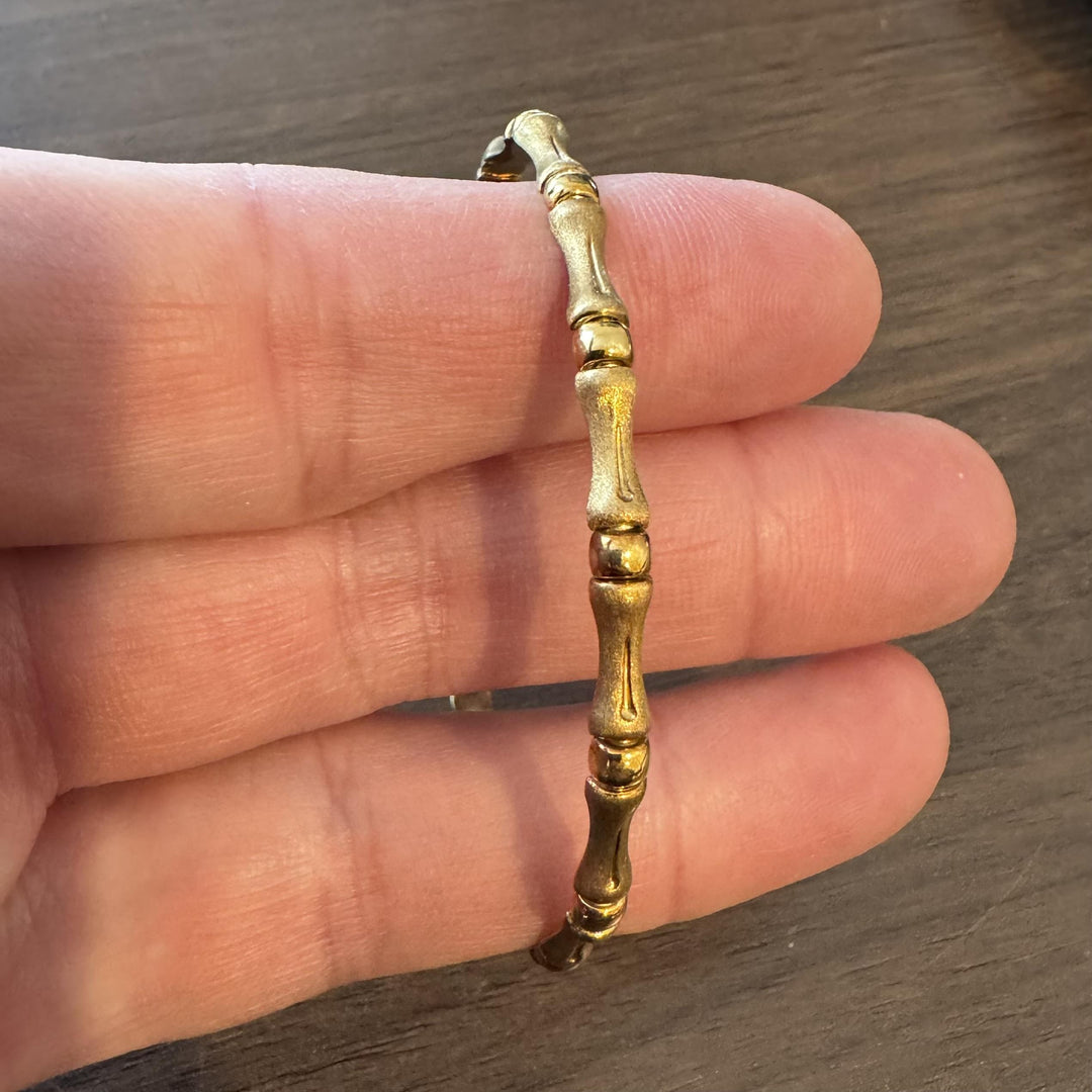 18k Yellow Gold 6.2g Light Vintage Bamboo Flex Twist Cuff Bangle 7.5"