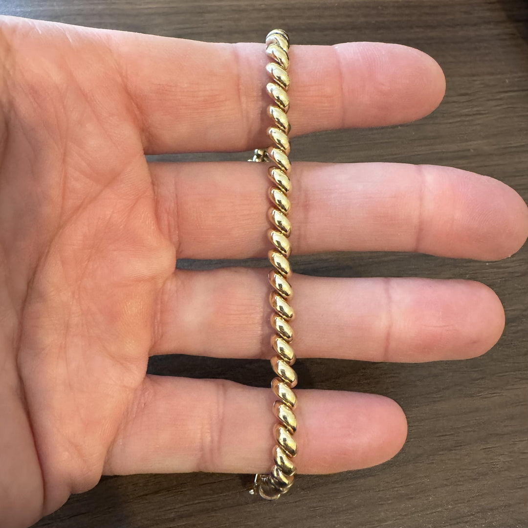 14k Yellow Gold 9.7g Ladies Polished 5mm San Marco Bracelet Italy 7"