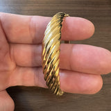 14k Yellow Gold 9.5g Graduated Spiral Hinged Bangle Bracelet Italy 7"