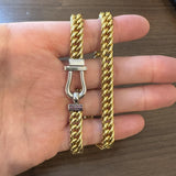 14k Yellow and White Gold 29g Ladies Thick Curb Link Chain Necklace Italy 18"