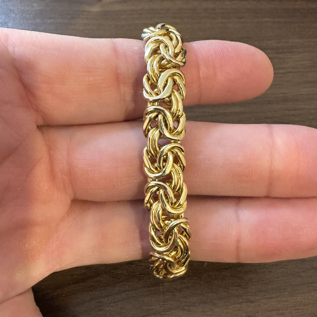 14k Yellow Gold 25g Heavy Thick 11mm Byzantine Link Bracelet Italy 7.5"