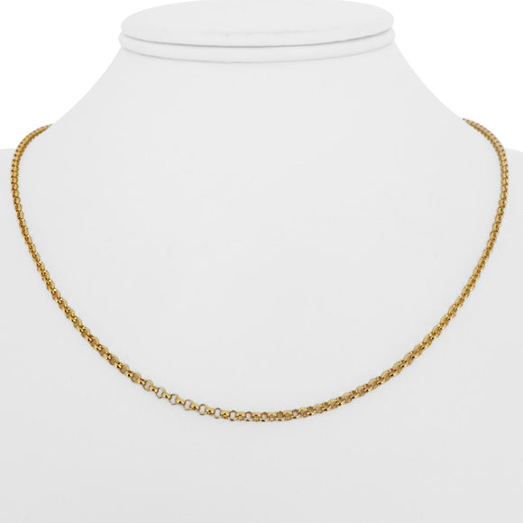 22k Yellow Gold 6.5g Solid Thin 2mm Rolo Link Chain Necklace 16