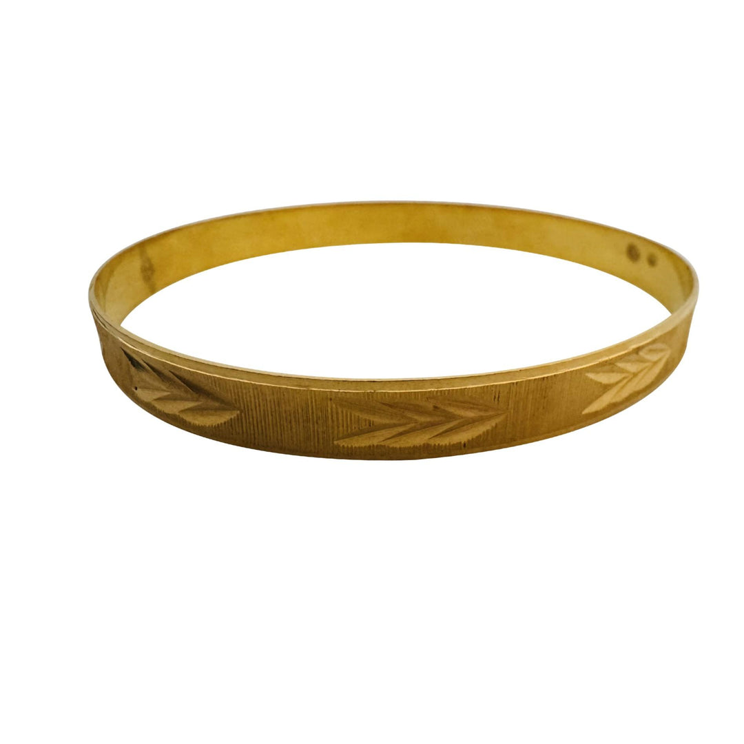 21k Yellow Gold 13.3g Solid Diamond Cut 7mm Textured Bangle Bracelet 7.75"