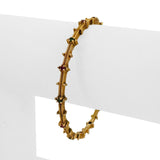 19k Yellow Gold 16.2g Small Solid Vintage Emerald and Ruby Bangle 6.85"