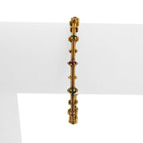 19k Yellow Gold 16.2g Small Solid Vintage Emerald and Ruby Bangle 6.85"