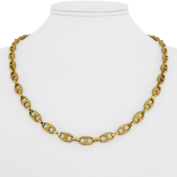 18k Yellow Gold 44g Vintage Solid Heavy Textured Mariner Link Necklace Italy 20