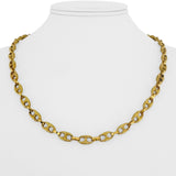 18k Yellow Gold 44g Vintage Solid Heavy Textured Mariner Link Necklace Italy 20"