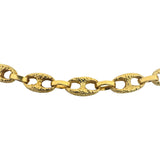18k Yellow Gold 44g Vintage Solid Heavy Textured Mariner Link Necklace Italy 20"