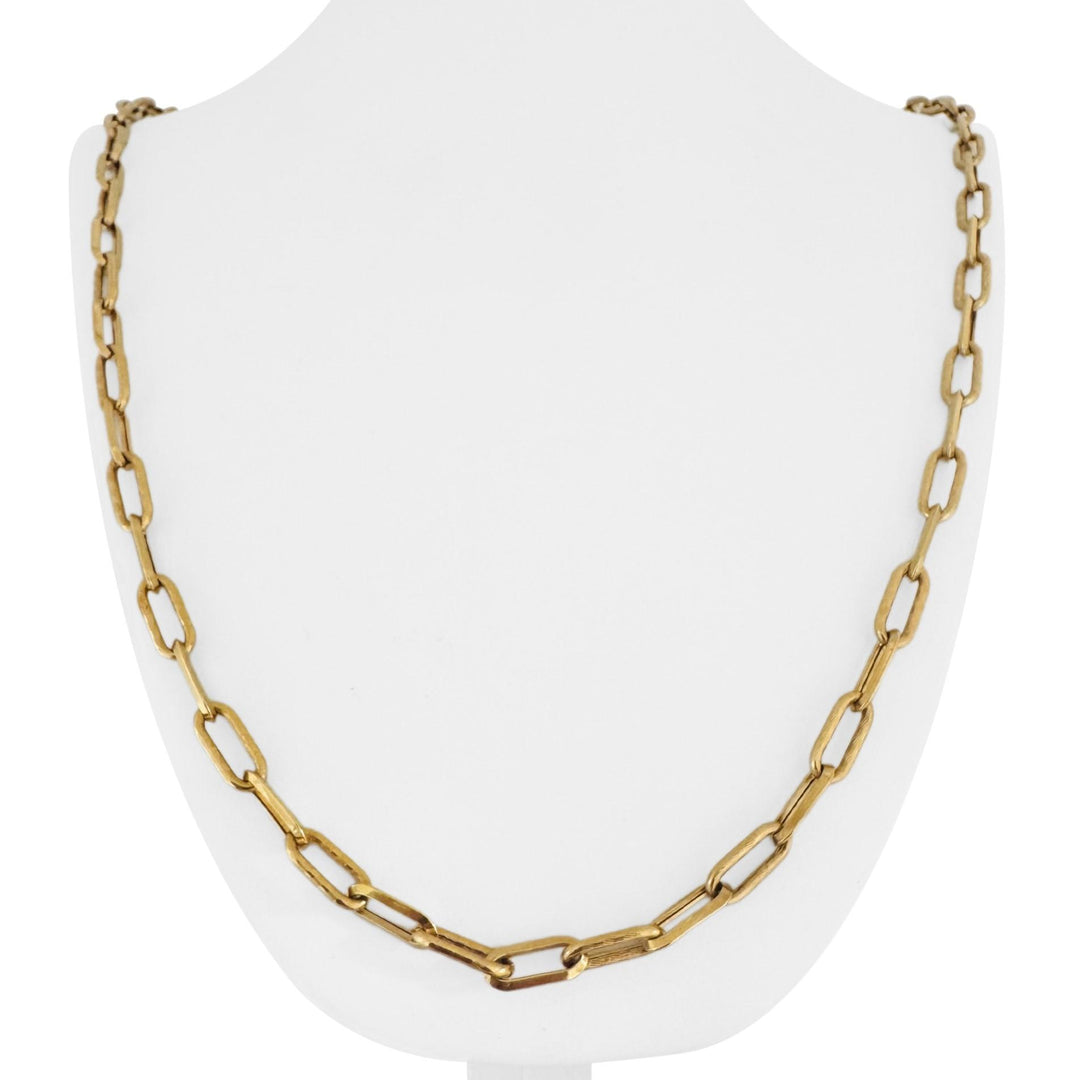 18k Yellow Gold 22.3g Vintage Alternating Paperclip Link Necklace Italy 30"