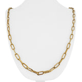 18k Yellow Gold 22.3g Vintage Alternating Paperclip Link Necklace Italy 30"