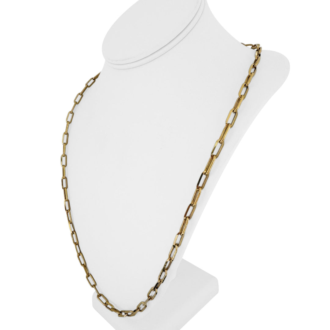 18k Yellow Gold 22.3g Vintage Alternating Paperclip Link Necklace Italy 30"