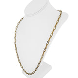 18k Yellow Gold 22.3g Vintage Alternating Paperclip Link Necklace Italy 30"