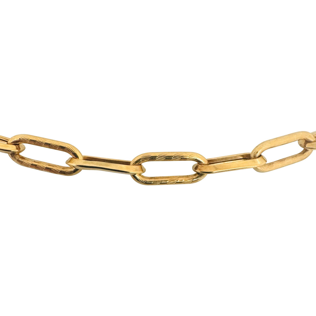 18k Yellow Gold 22.3g Vintage Alternating Paperclip Link Necklace Italy 30"
