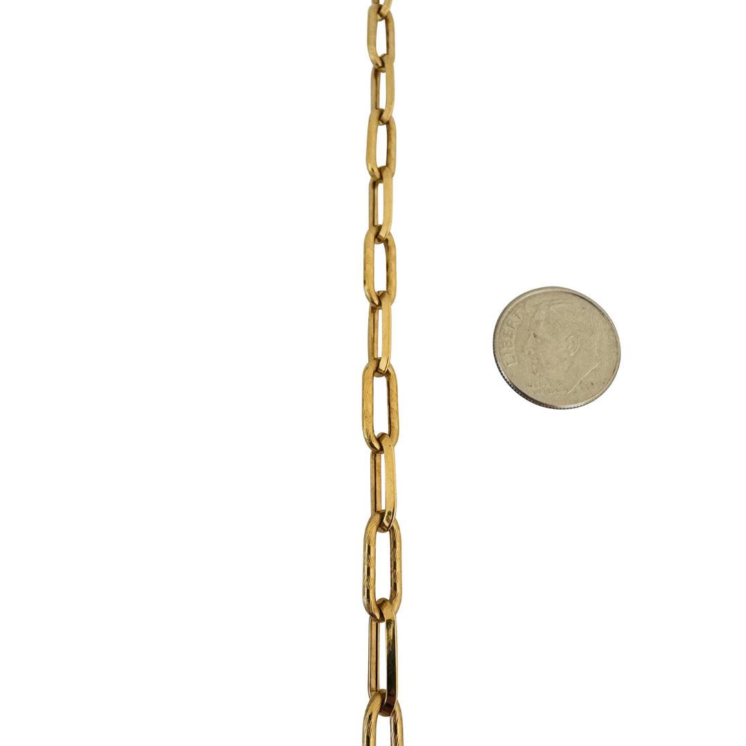 18k Yellow Gold 22.3g Vintage Alternating Paperclip Link Necklace Italy 30"