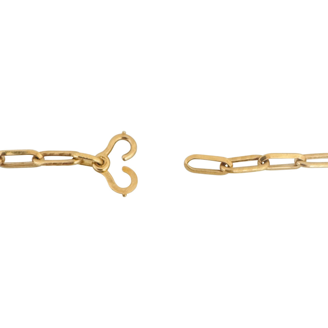 18k Yellow Gold 22.3g Vintage Alternating Paperclip Link Necklace Italy 30"