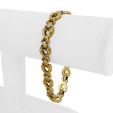 18k Yellow White and Rose Gold 10.5g Ladies Fancy Link Bracelet Italy 7.5"