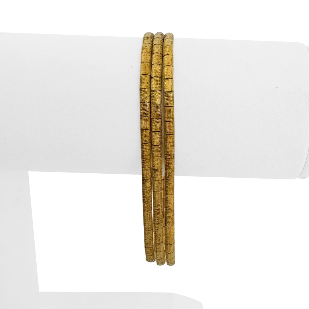 18k Yellow Gold 22g Vintage Satin Finish Three Strand Omega Bracelet Italy 7.5"