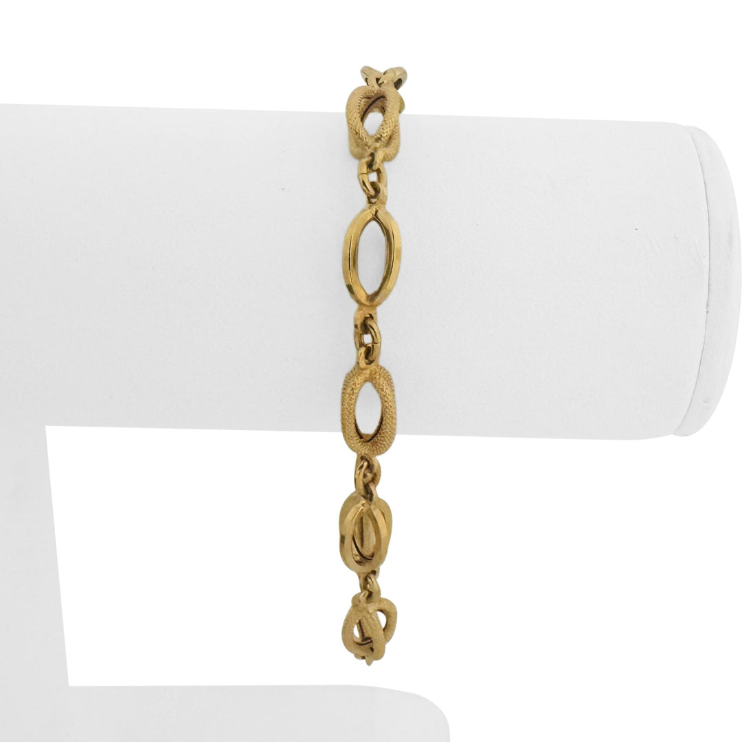 18k Yellow Gold 7.7g UnoAErre Ladies Vintage Fancy Link Bracelet Italy 7.75"