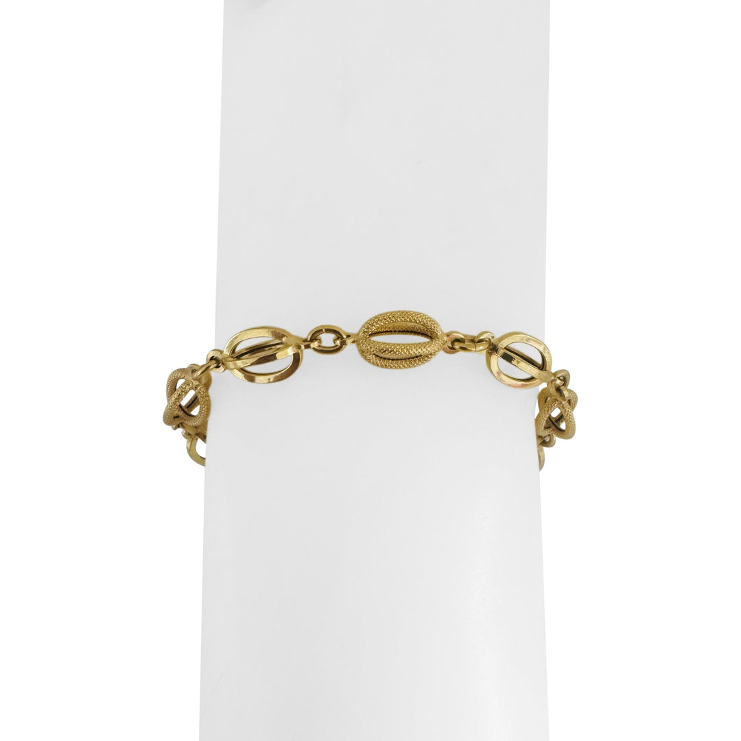 18k Yellow Gold 7.7g UnoAErre Ladies Vintage Fancy Link Bracelet Italy 7.75"