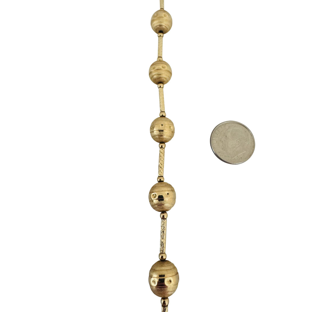 14k Yellow Gold 20.2g Ladies Vintage 10mm Ball Bead String Necklace Italy 17"