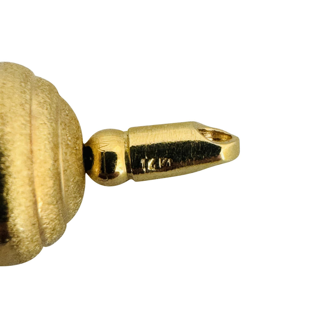 14k Yellow Gold 20.2g Ladies Vintage 10mm Ball Bead String Necklace Italy 17"