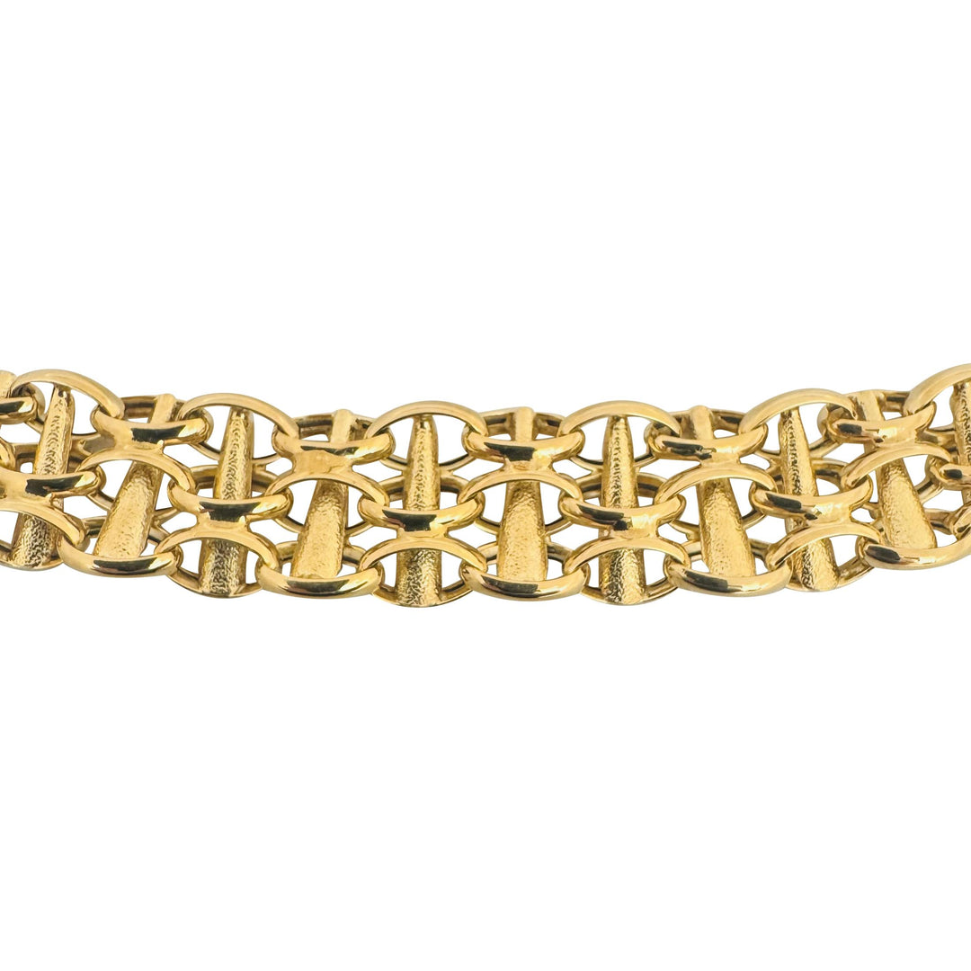 14k Yellow Gold 26.6g Ladies 12.5mm Fancy Bismark Link Necklace Italy 16.5"