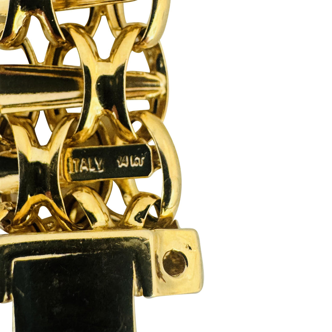 14k Yellow Gold 26.6g Ladies 12.5mm Fancy Bismark Link Necklace Italy 16.5"