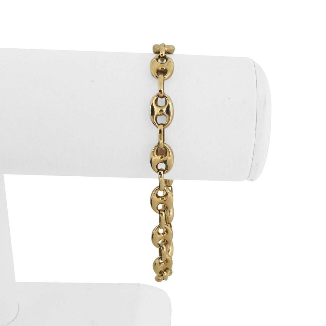 14k Yellow Gold 9g Polished 7mm Puffy Mariner Link Bracelet 7.75"