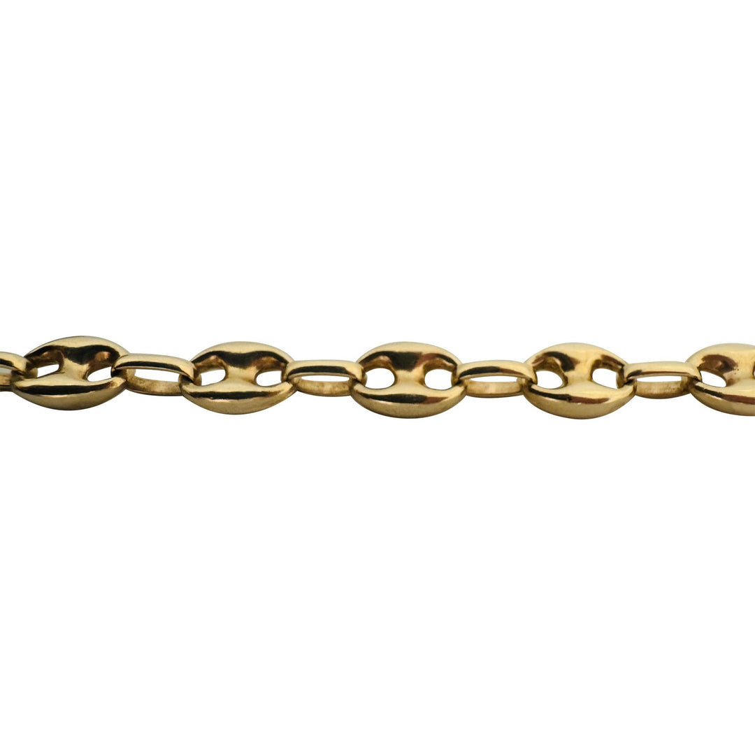14k Yellow Gold 9g Polished 7mm Puffy Mariner Link Bracelet 7.75"