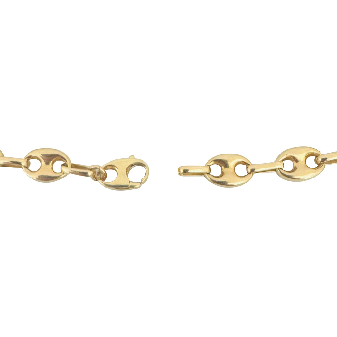 14k Yellow Gold 9g Polished 7mm Puffy Mariner Link Bracelet 7.75"