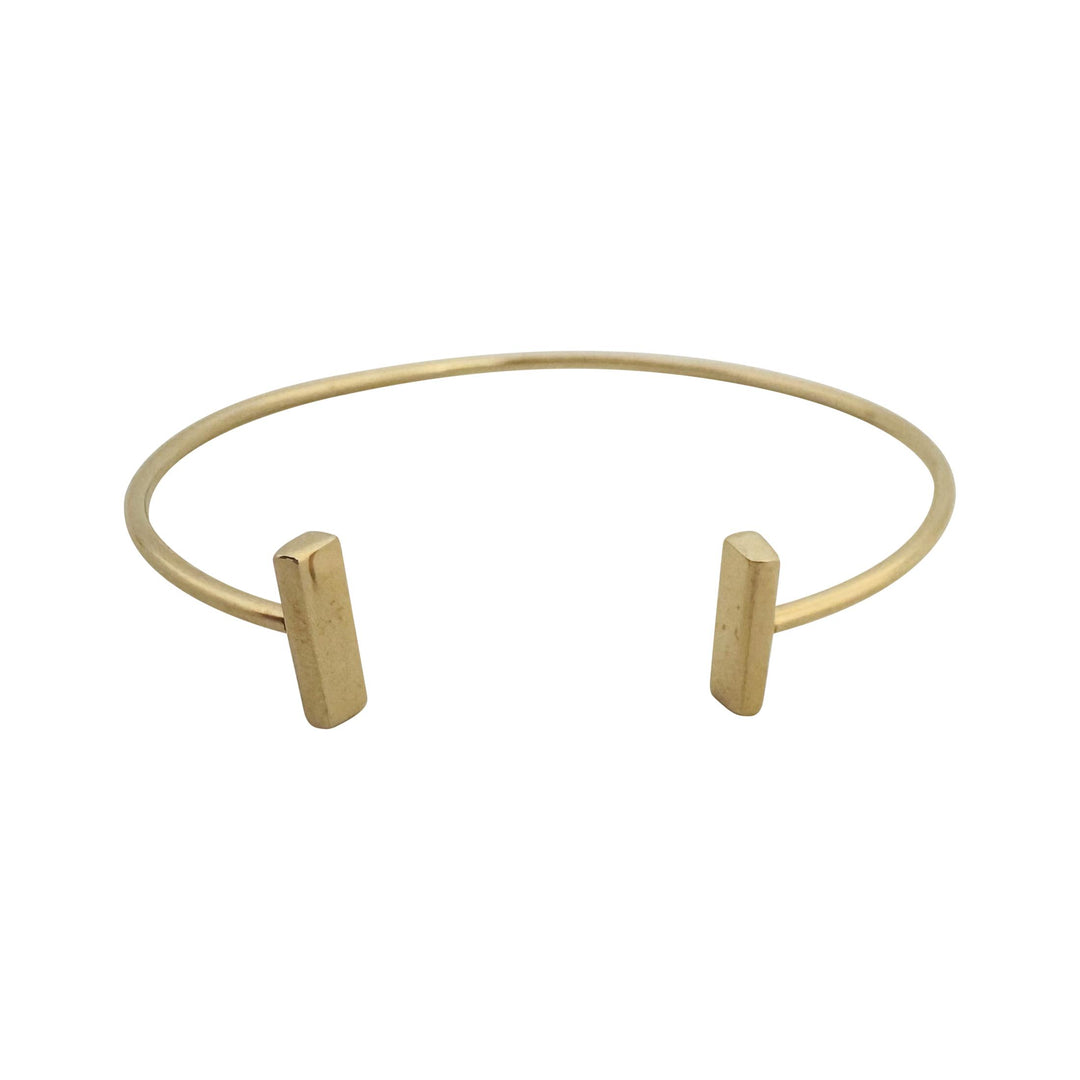 14k Yellow Gold 8g Solid Open Bar Torque Cuff Bracelet 7.25"